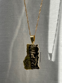 Ghana Engraved Map Necklace - Gold/Silver 🇬🇭 'Freedom and Justice'