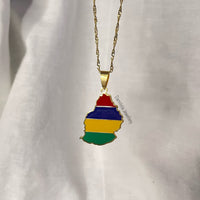 Mauritius Flag Map Necklace - 2 Styles