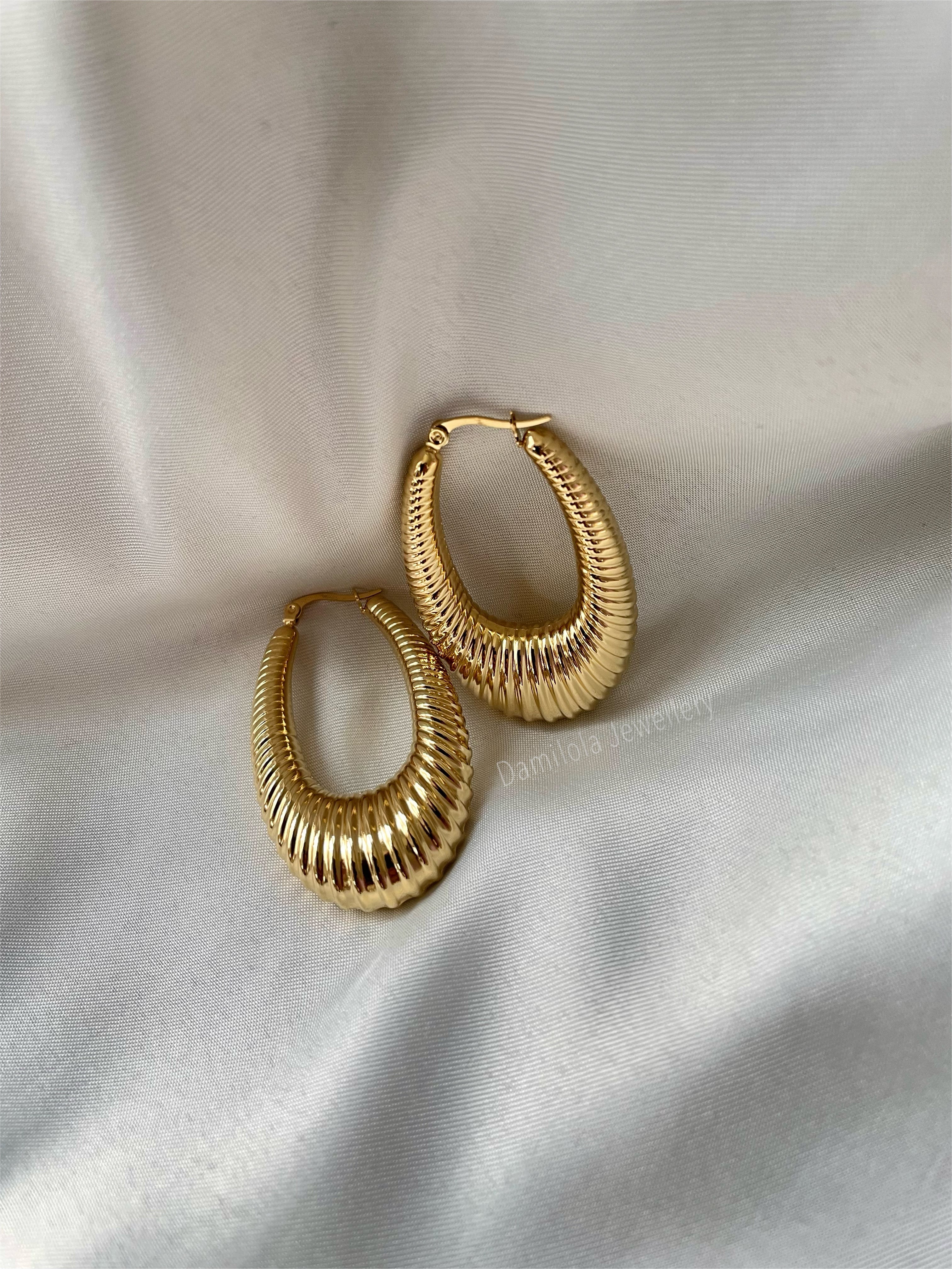Gold Oval Hoop Earrings - ‘Mariama’