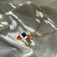 Dominican Republic Flag Map Necklace - ‘God, Fatherland, Liberty’