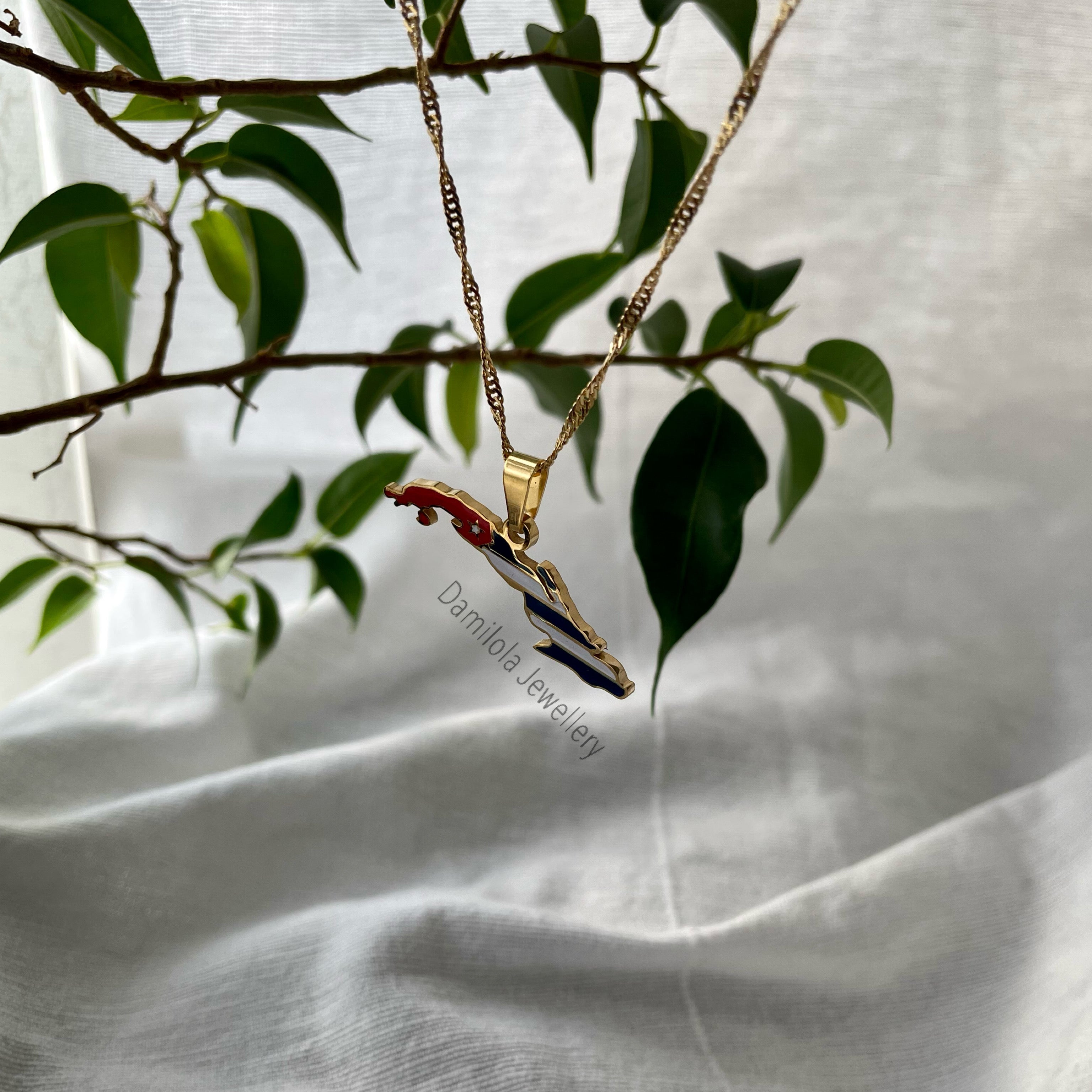 Cuba Flag Map Necklace