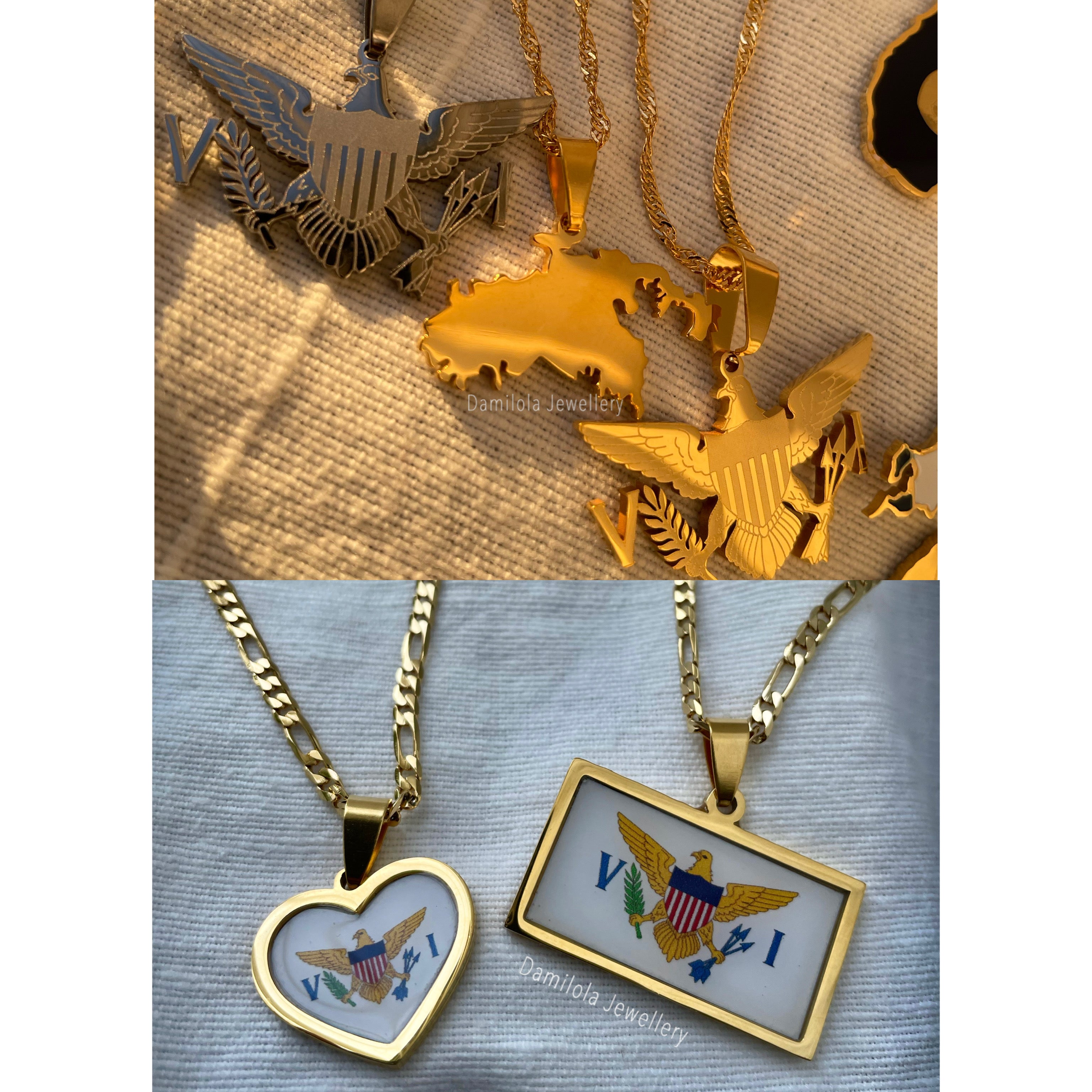 US Virgin Islands Flag Necklace🇻🇮 (4 Styles)