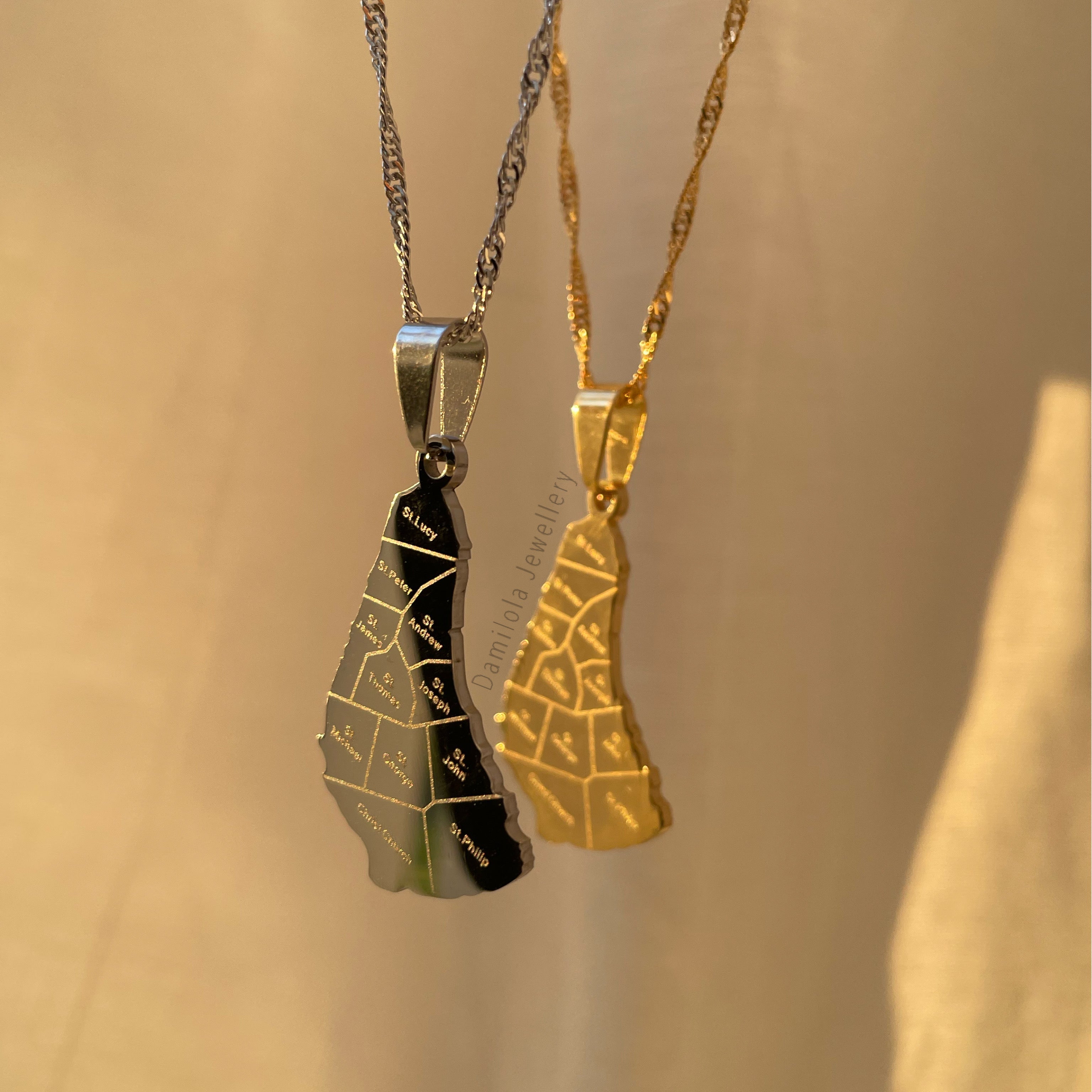 Barbados Engraved Map Necklace 🇧🇧