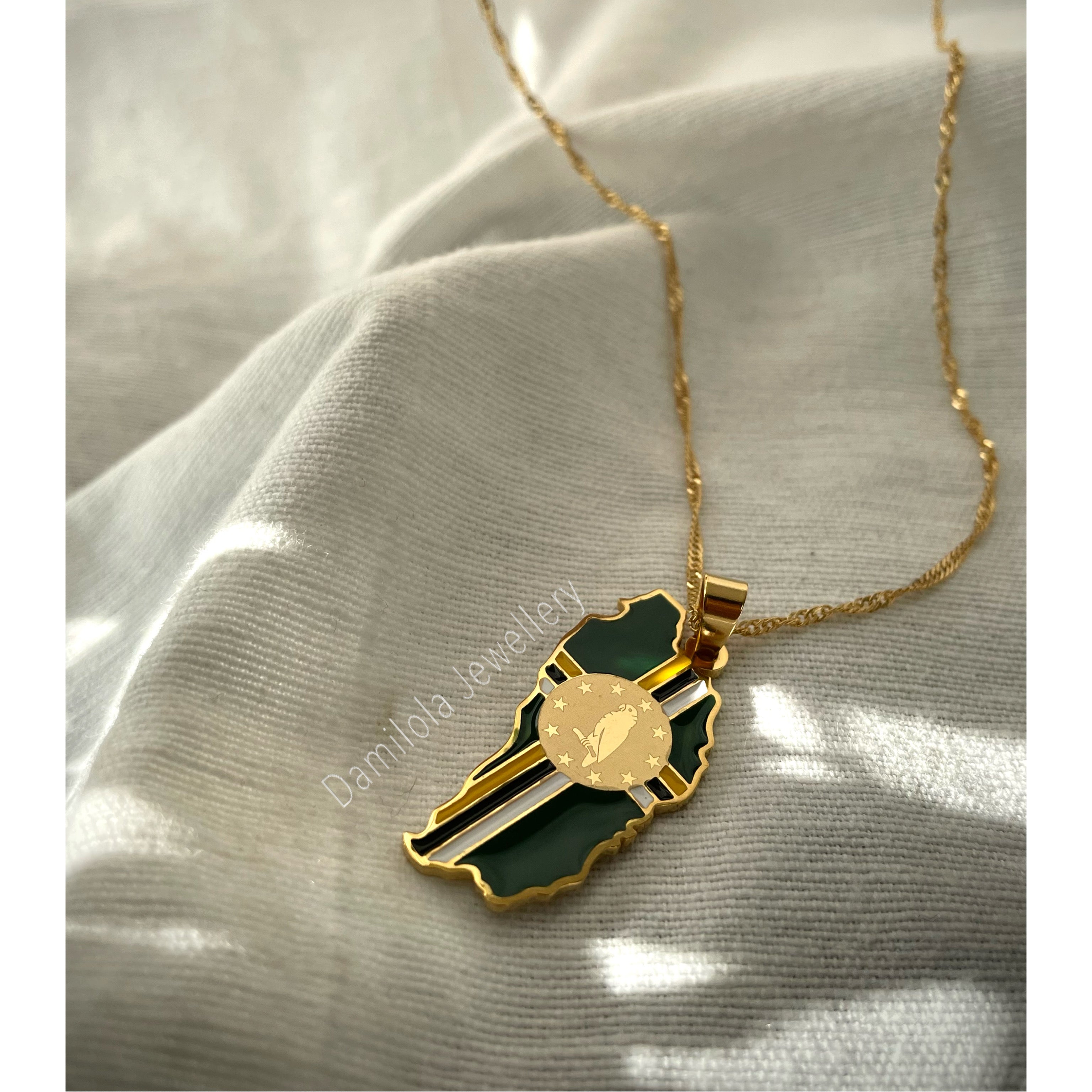 Dominica Flag Map Necklace - ‘After God The Earth’