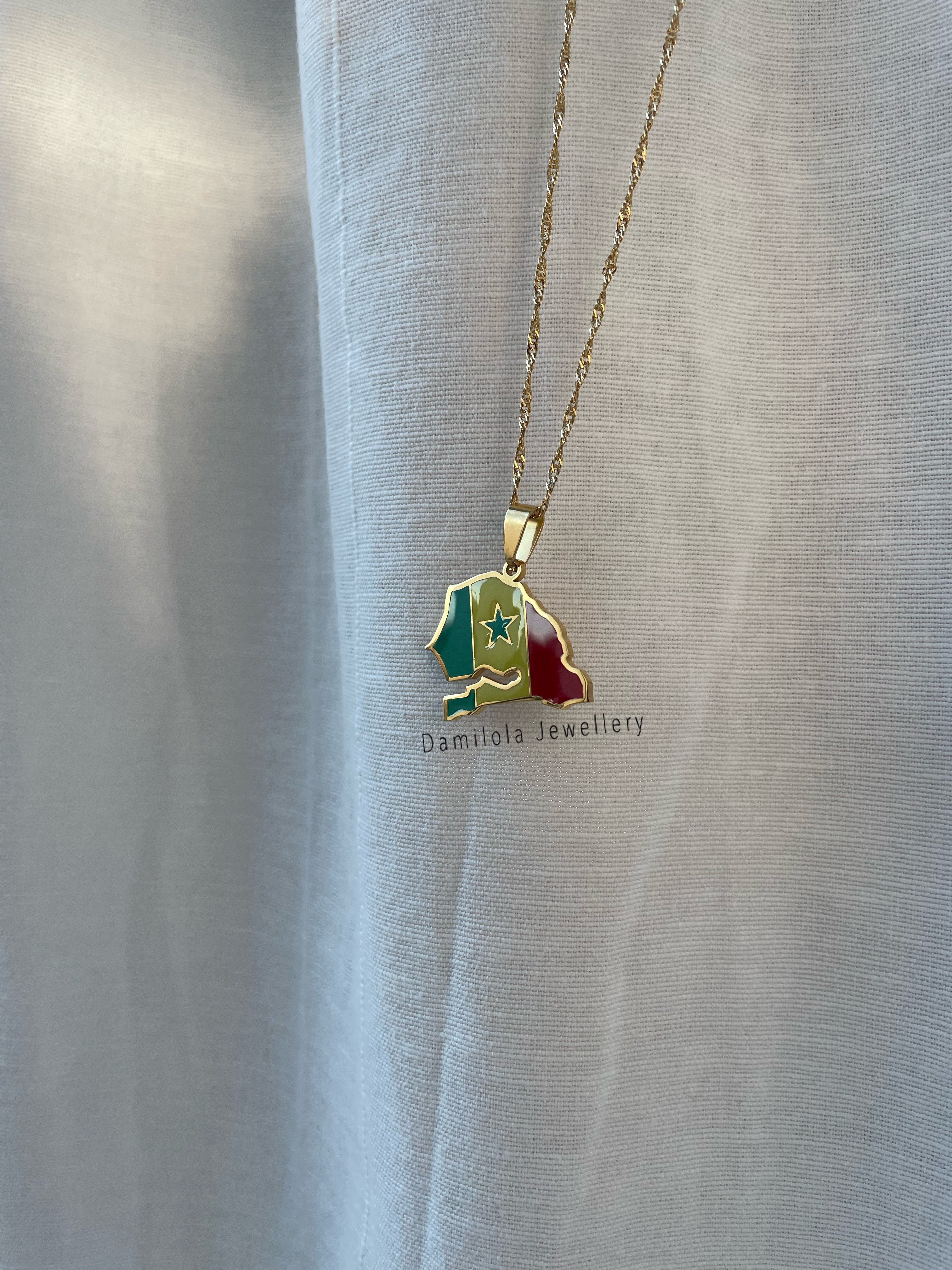 Senegal Flag Map Necklace 🇸🇳