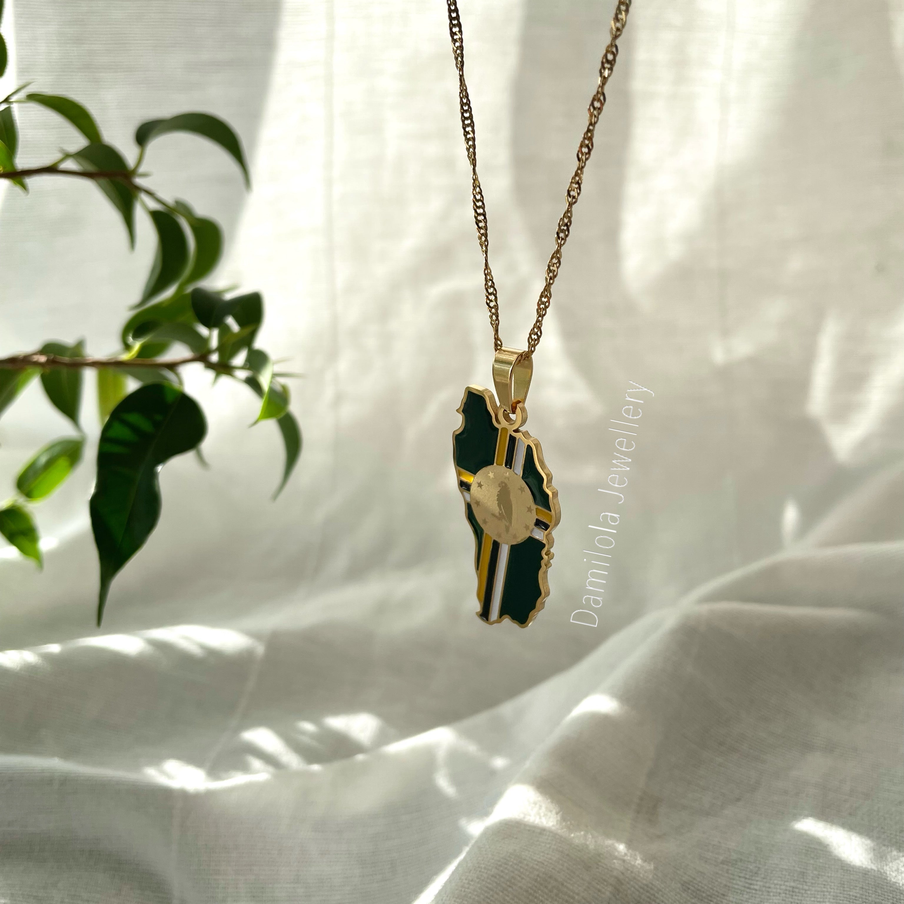 Dominica Flag Map Necklace - ‘After God The Earth’
