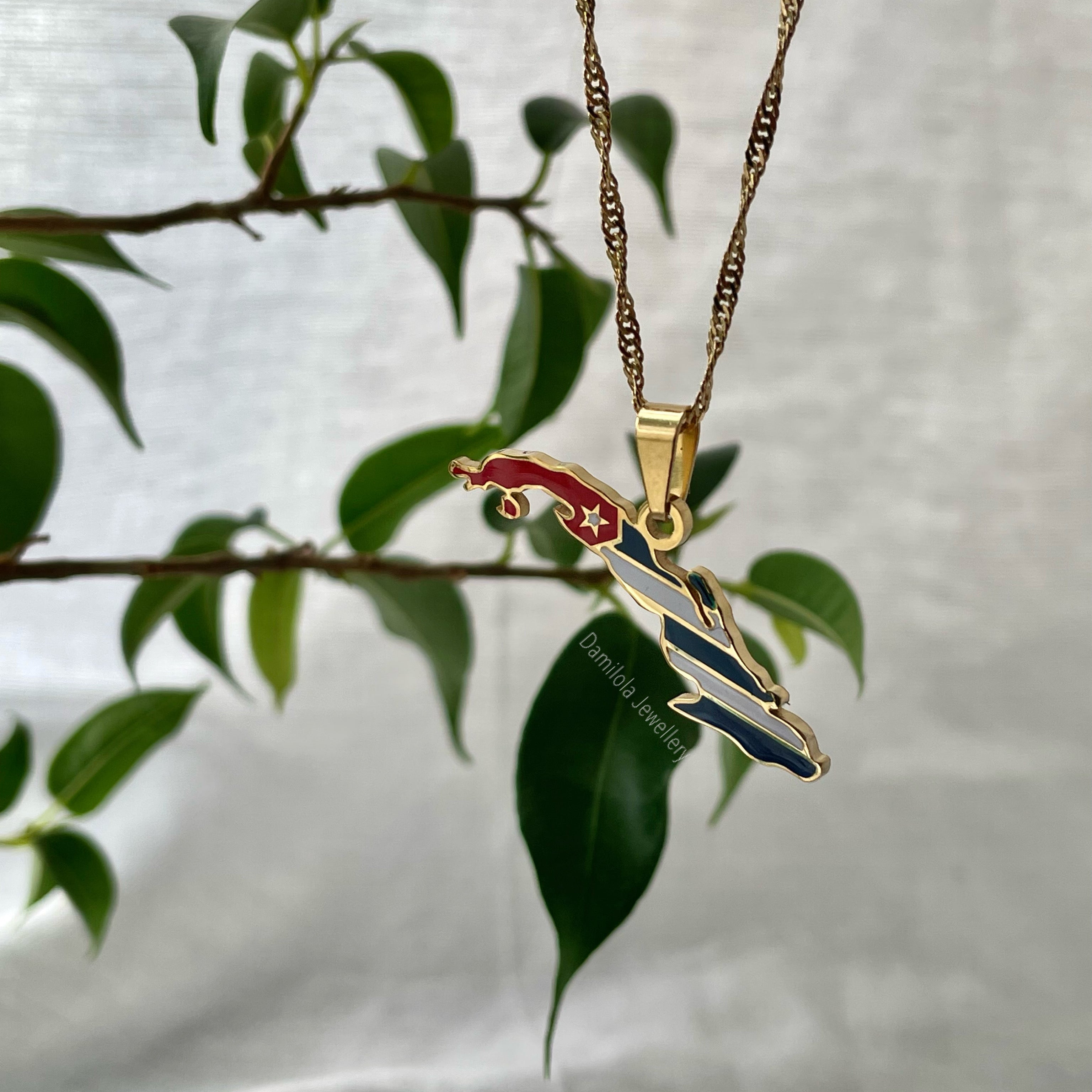 Cuba Flag Map Necklace