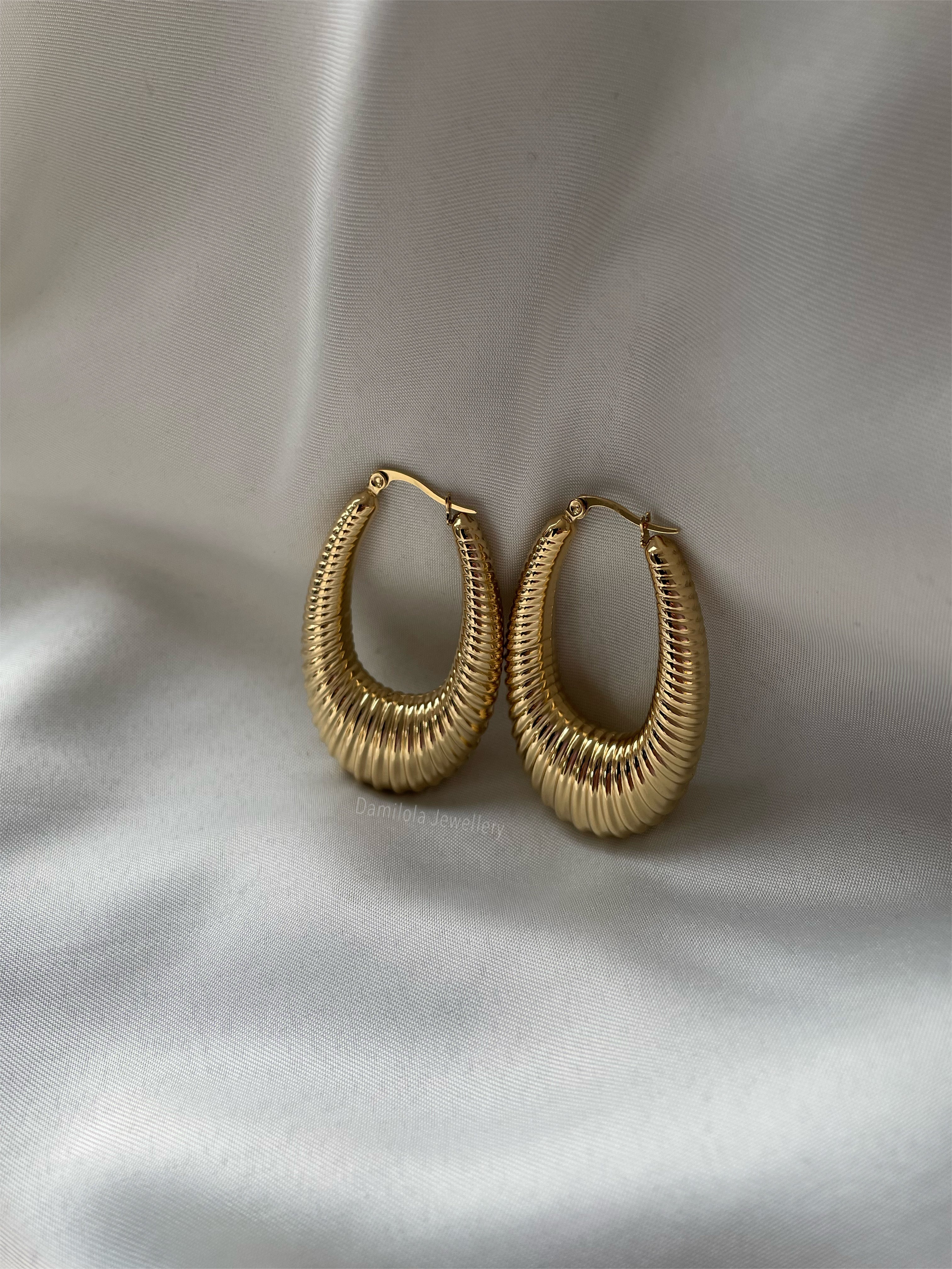 Gold Oval Hoop Earrings - ‘Mariama’