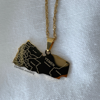Yemen - Engraved Map Necklace - Gold/Silver