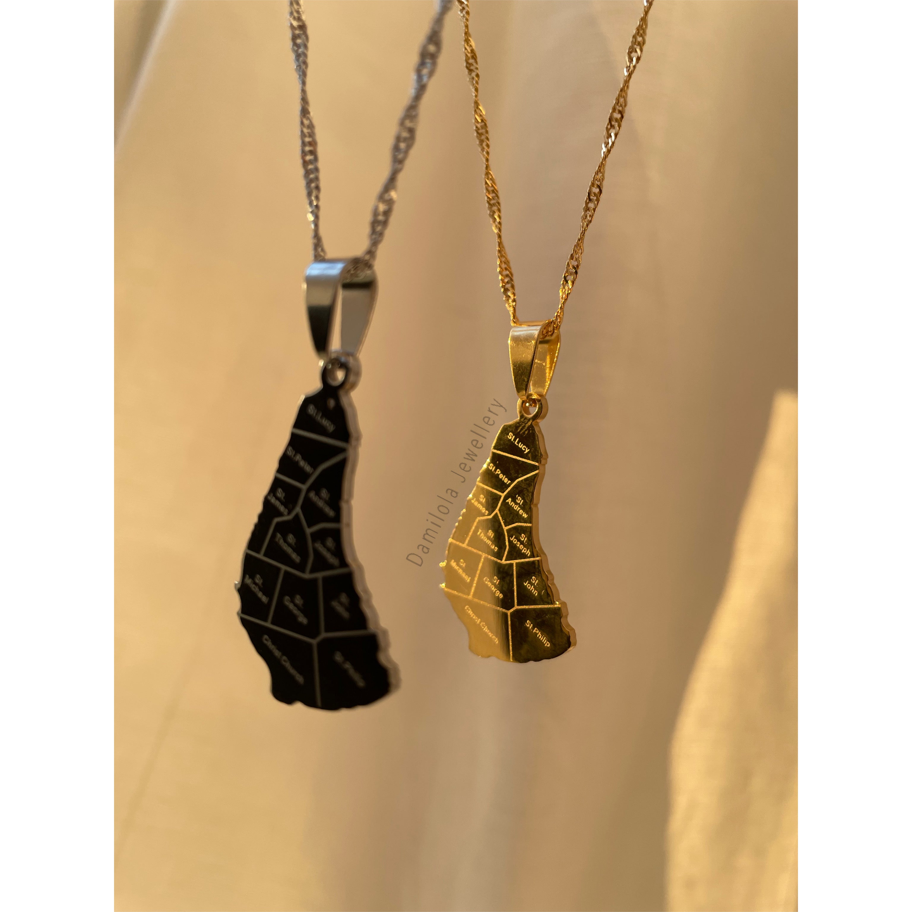 Barbados Engraved Map Necklace 🇧🇧