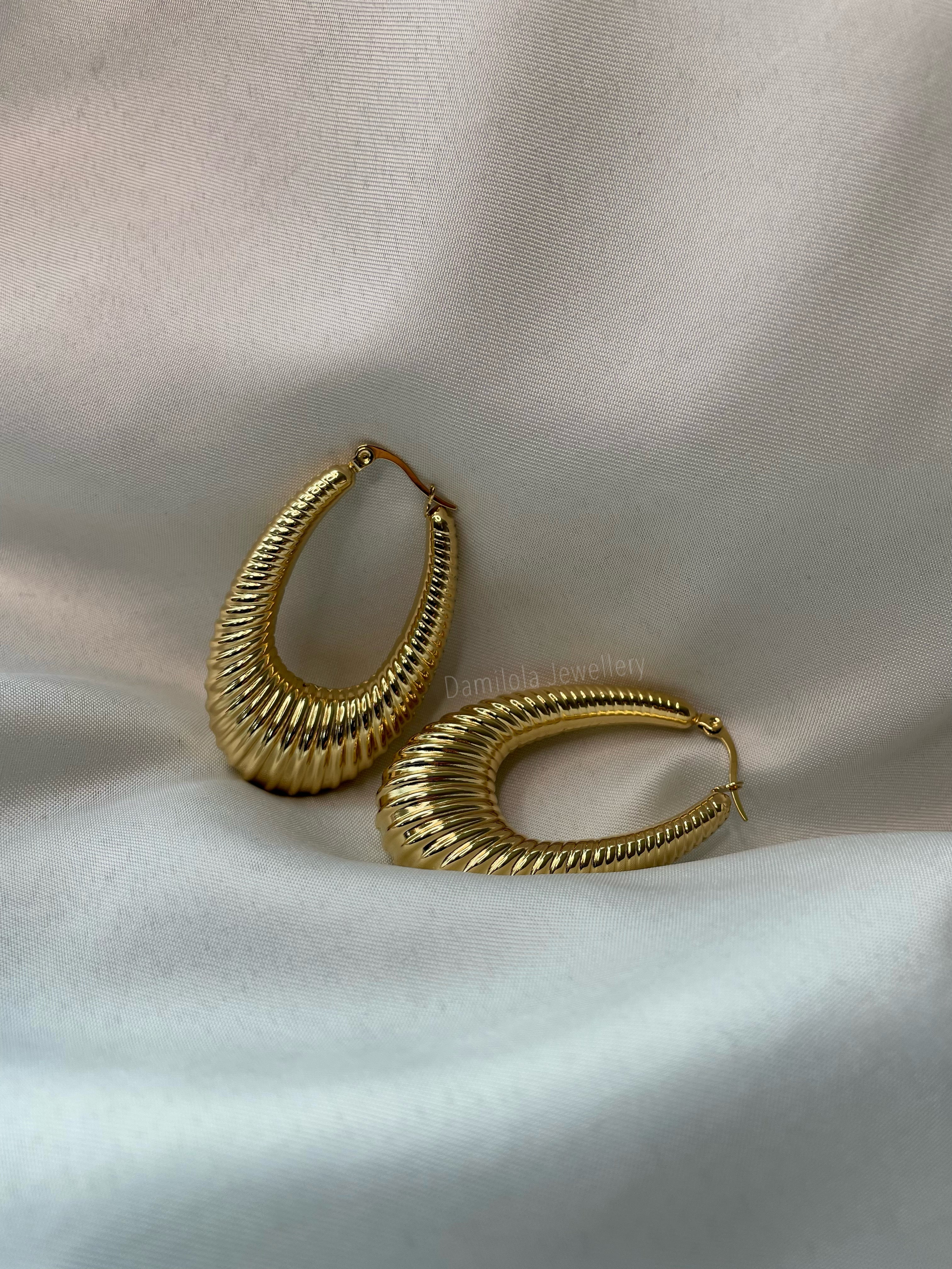 Gold Oval Hoop Earrings - ‘Mariama’