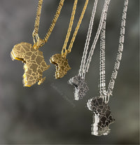 Big Africa Map Necklace 'Isokan' - Gold/Silver