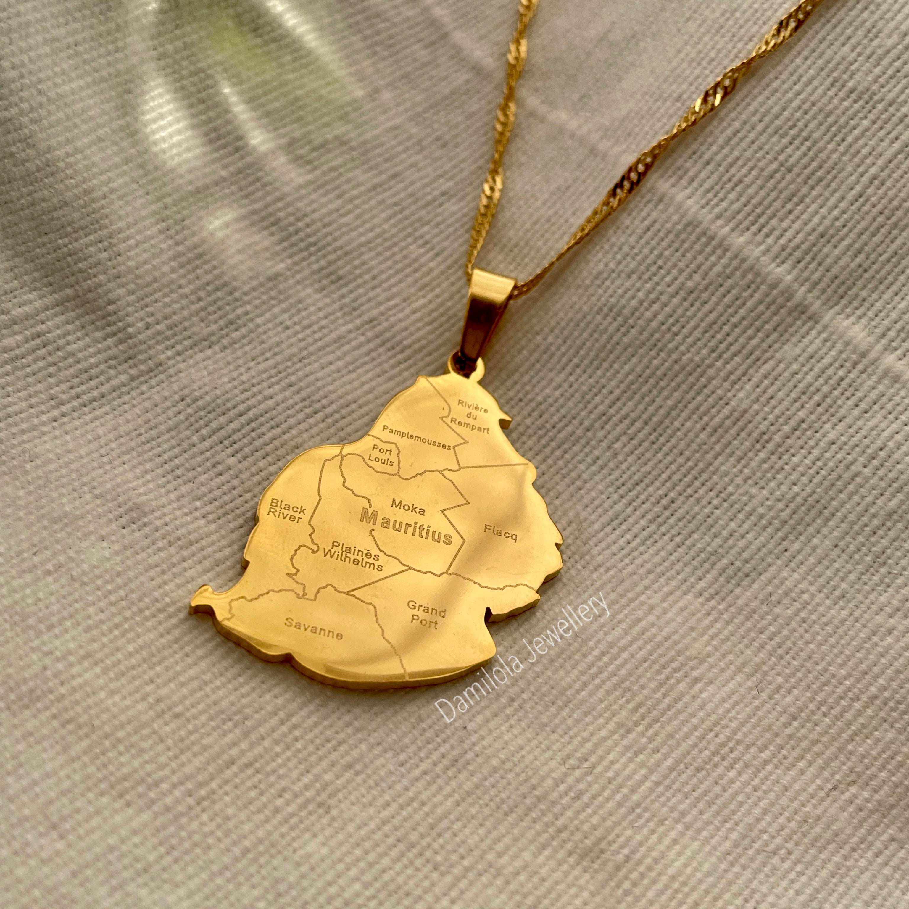 Mauritius Flag Map Necklace - 2 Styles