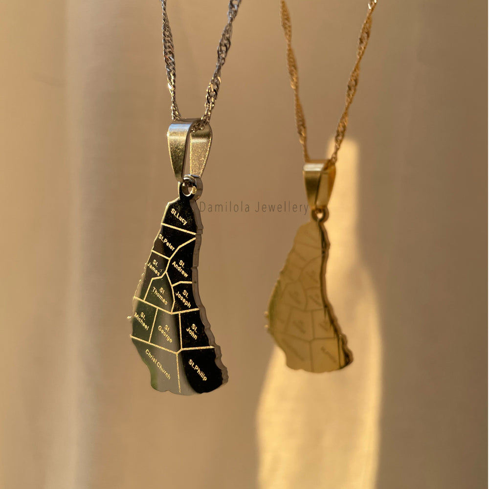 Barbados Engraved Map Necklace 🇧🇧