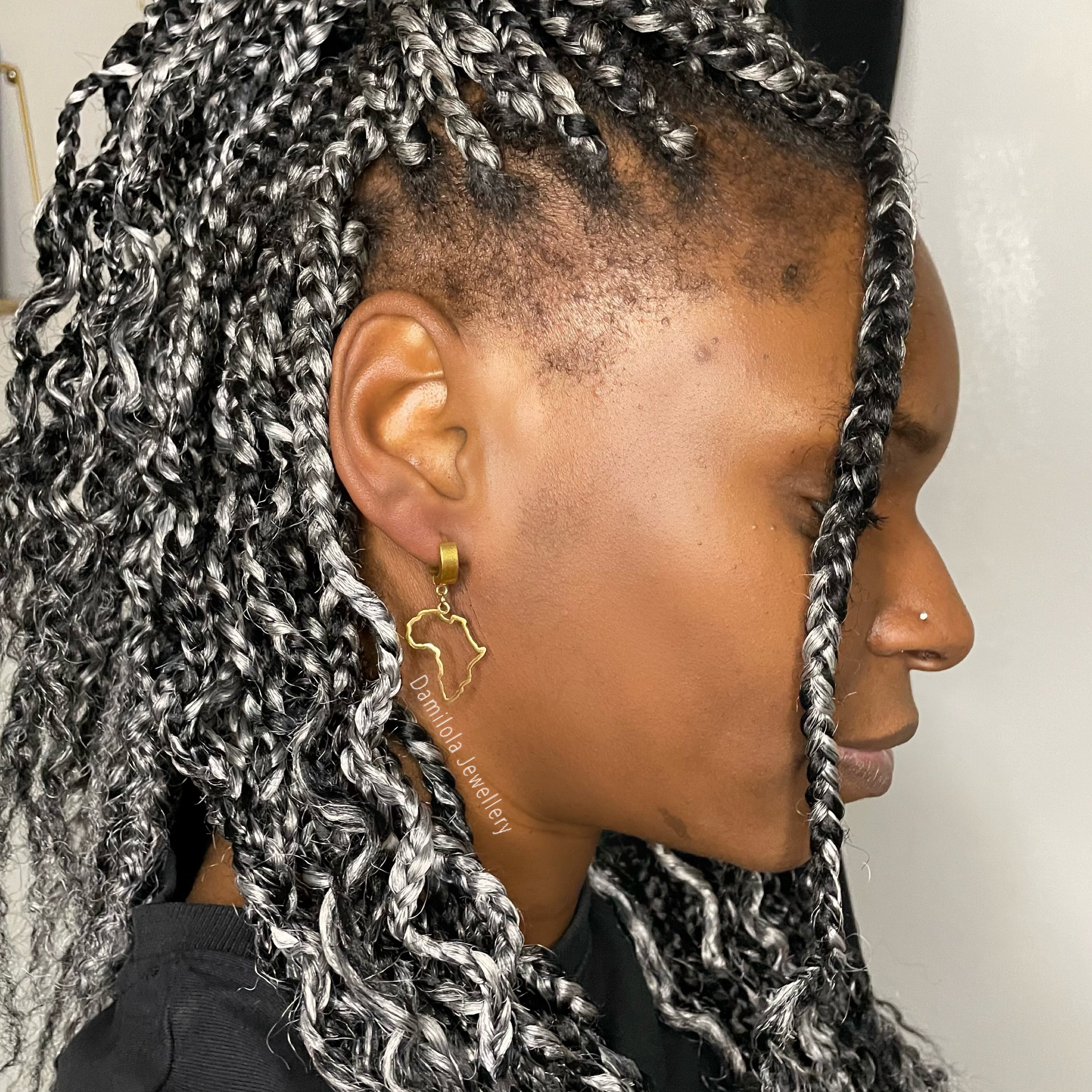 Drop Hoop Earrings Africa - Silver/Gold
