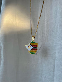 Zimbabwe Engraved Map Necklace 🇿🇼 - Gold/Silver