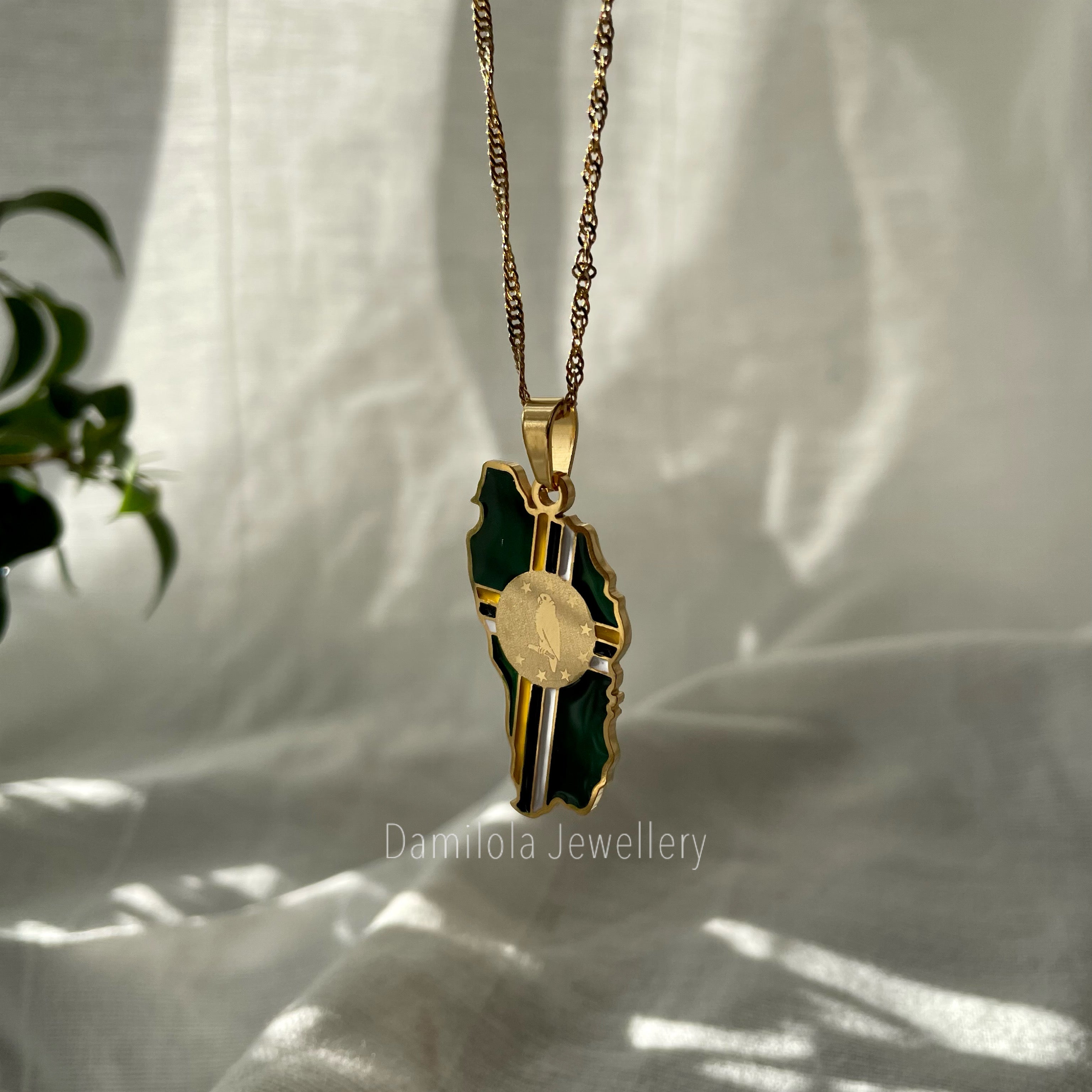 Dominica Flag Map Necklace - ‘After God The Earth’