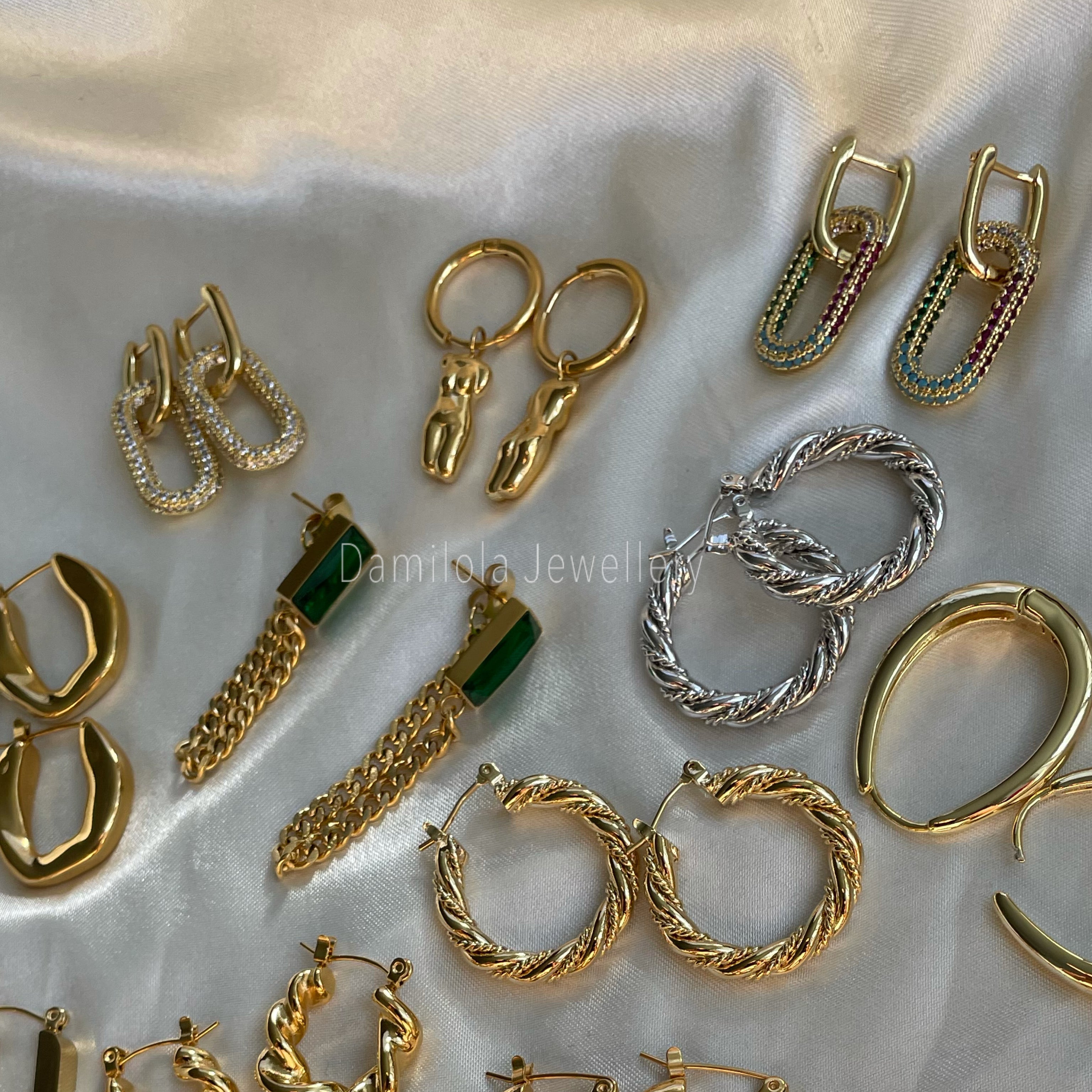 ‘Cleopatra’ 2 in 1 Minimalist Cubic Zirconia Dangly Earrings