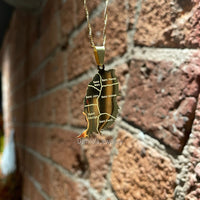 Grenada Engraved Map Necklace - Silver/Gold