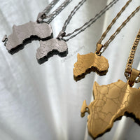 Big Africa Map Necklace 'Isokan' - Gold/Silver
