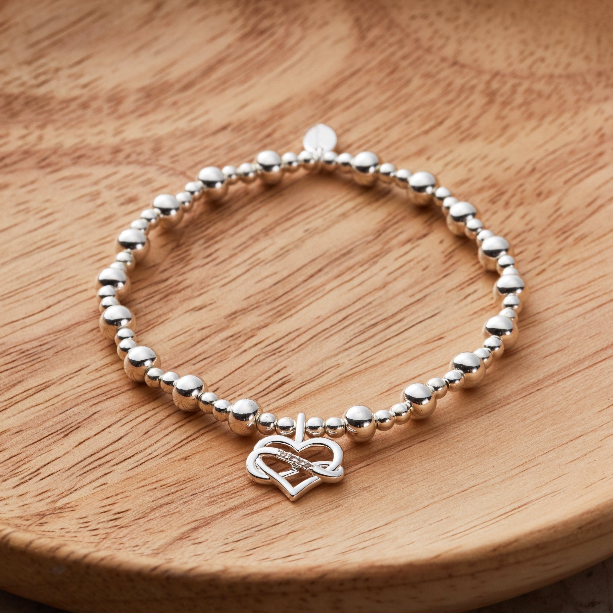 Infinity Heart Beaded Stretch Bracelet