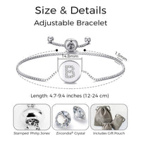 Initial Friendship Bracelet Letter B Created with Zircondia® Crystals
