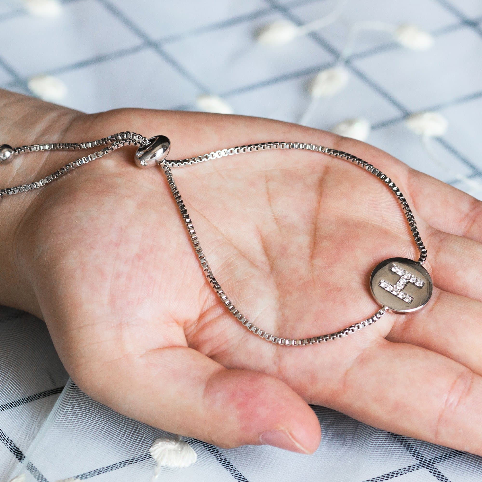 Initial Friendship Bracelet Letter H Created with Zircondia® Crystals