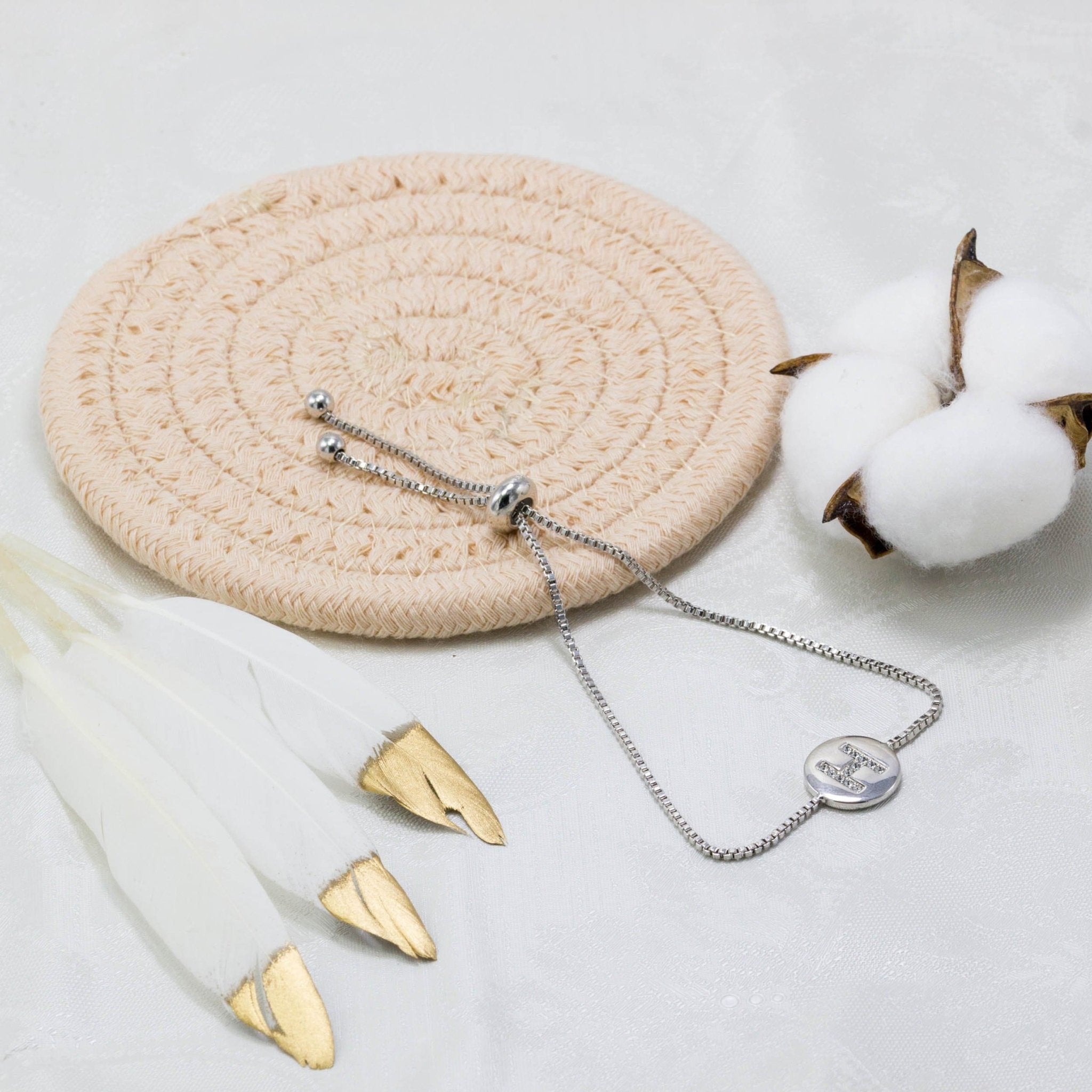 Initial Friendship Bracelet Letter H Created with Zircondia® Crystals