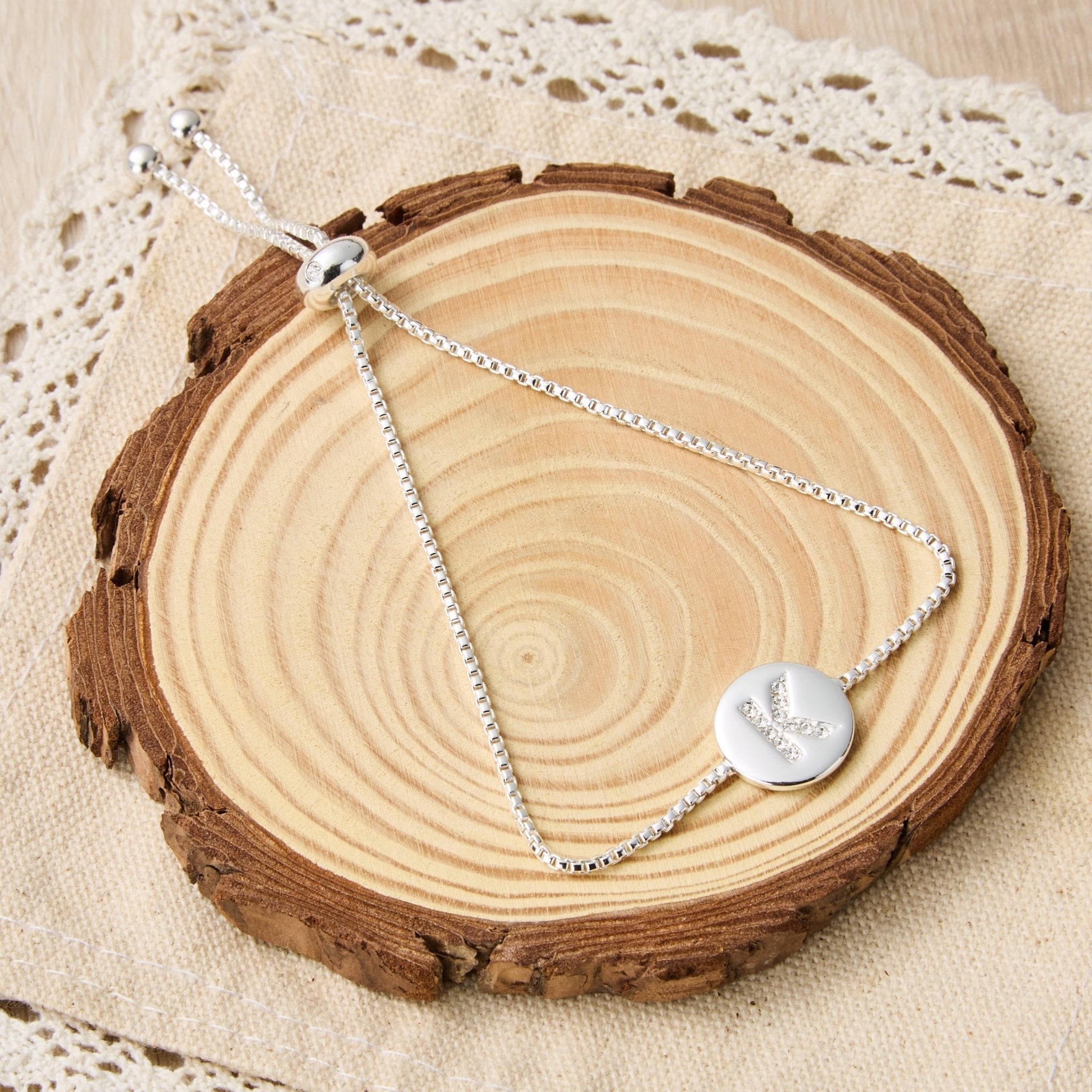 Initial Friendship Bracelet Letter K Created with Zircondia® Crystals