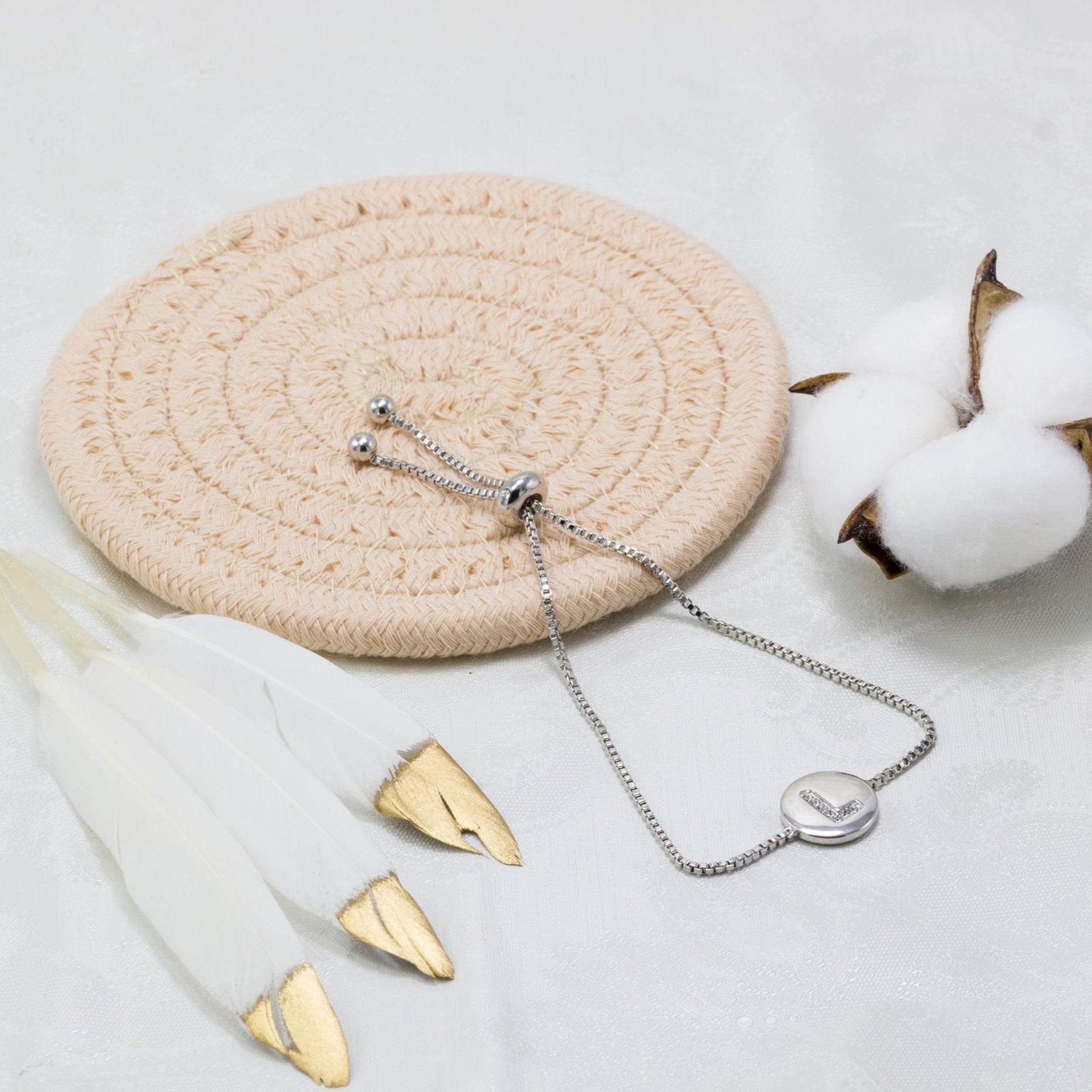 Initial Friendship Bracelet Letter L Created with Zircondia® Crystals