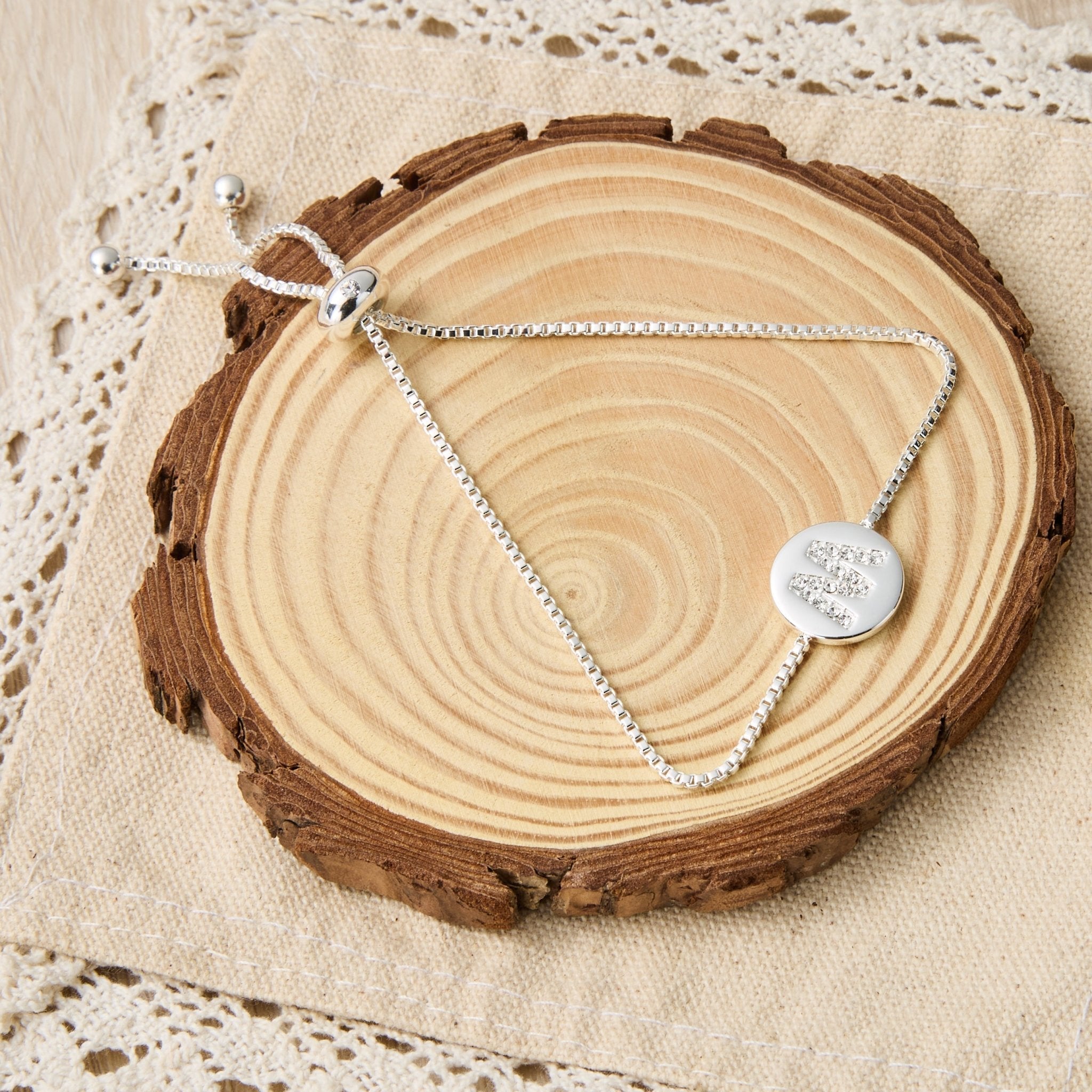 Initial Friendship Bracelet Letter M Created with Zircondia® Crystals