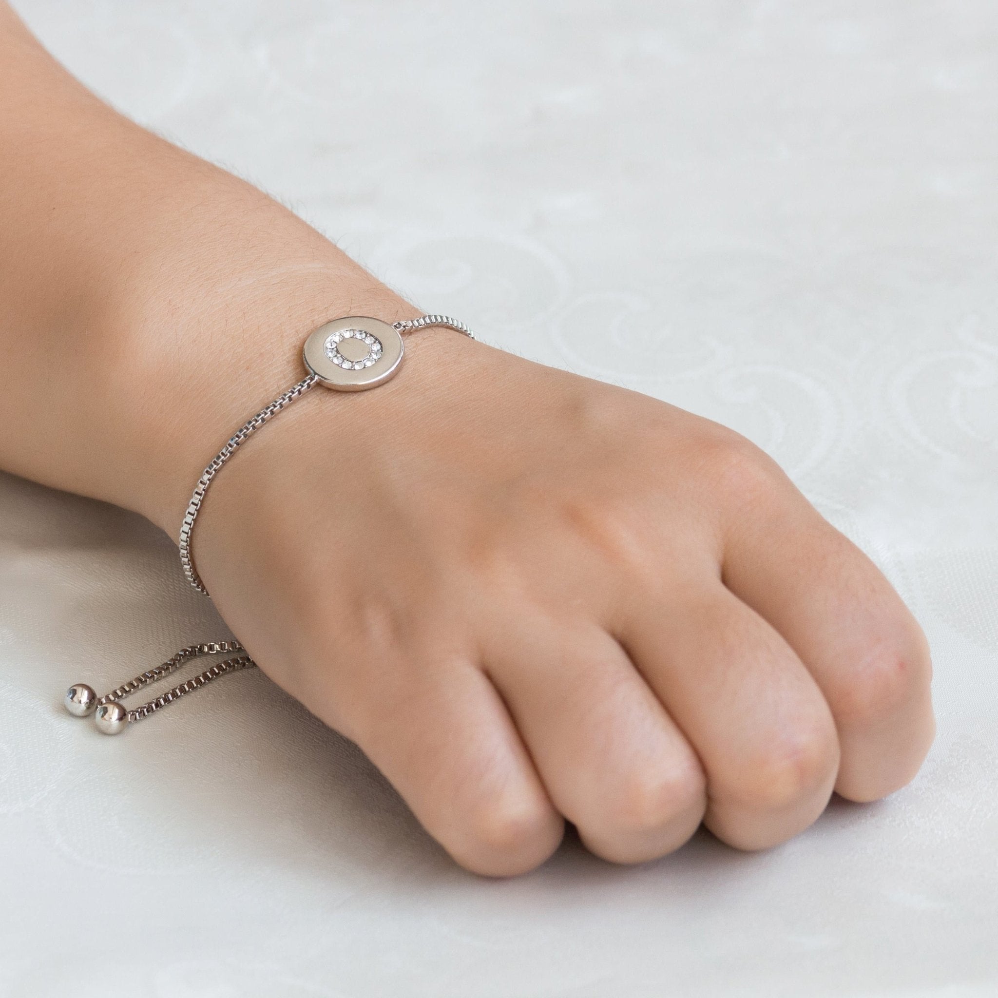 Initial Friendship Bracelet Letter O Created with Zircondia® Crystals