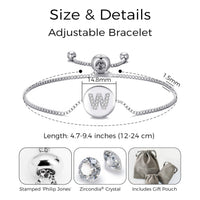 Initial Friendship Bracelet Letter W Created with Zircondia® Crystals