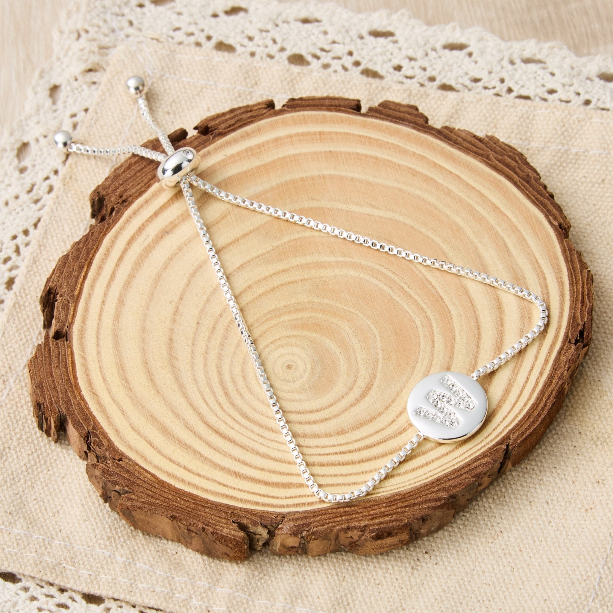 Initial Friendship Bracelet Letter W Created with Zircondia® Crystals