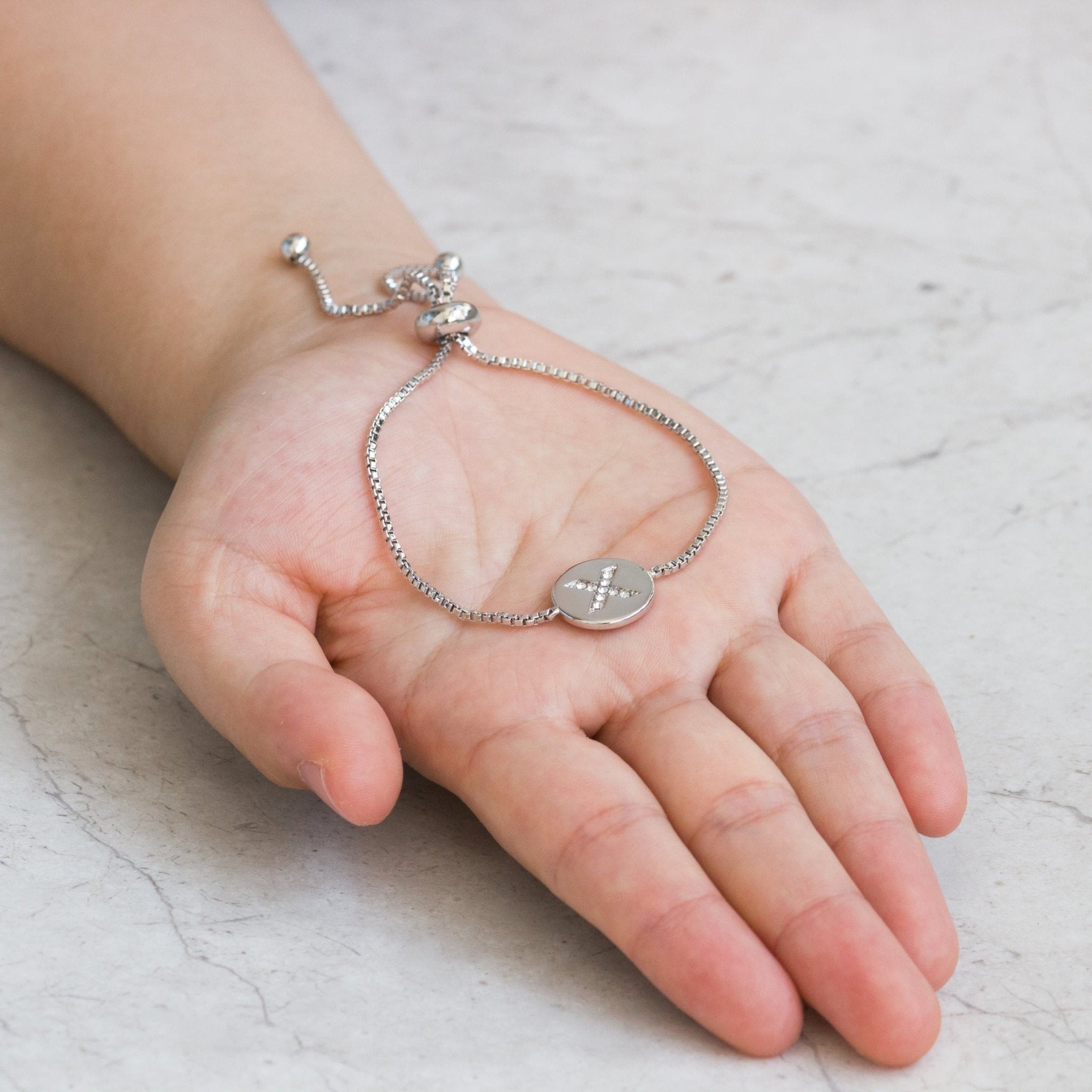 Initial Friendship Bracelet Letter X Created with Zircondia® Crystals