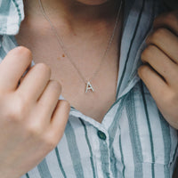 Initial Necklace Letter A Created with Zircondia® Crystals