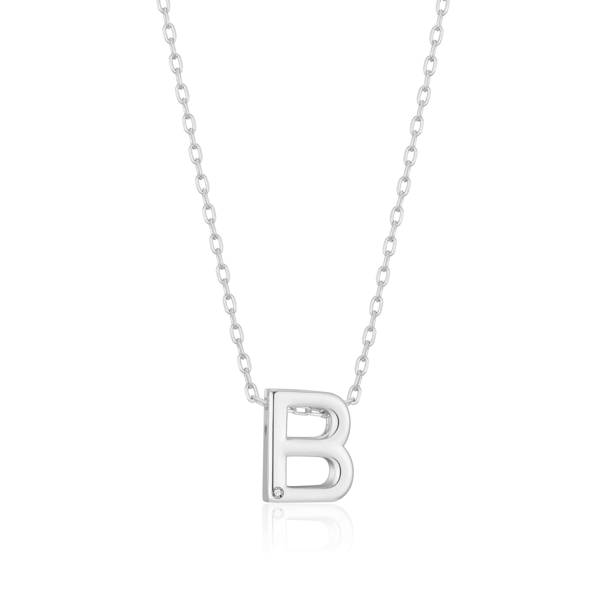 Initial Necklace Letter B Created with Zircondia® Crystals