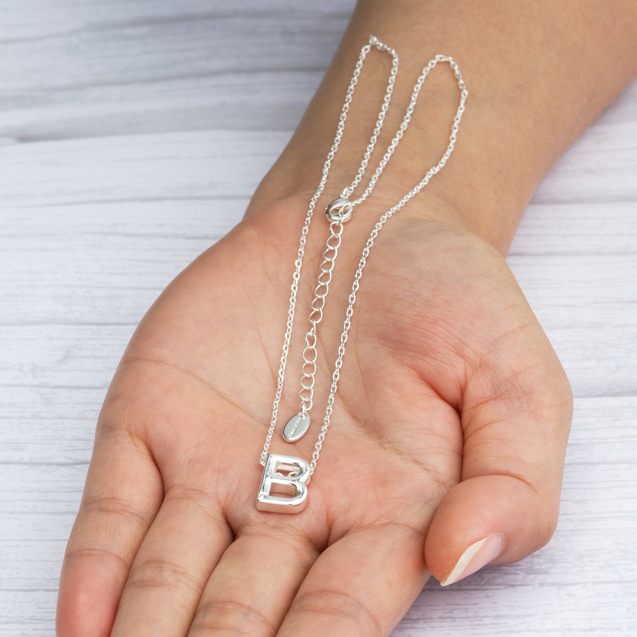 Initial Necklace Letter B Created with Zircondia® Crystals