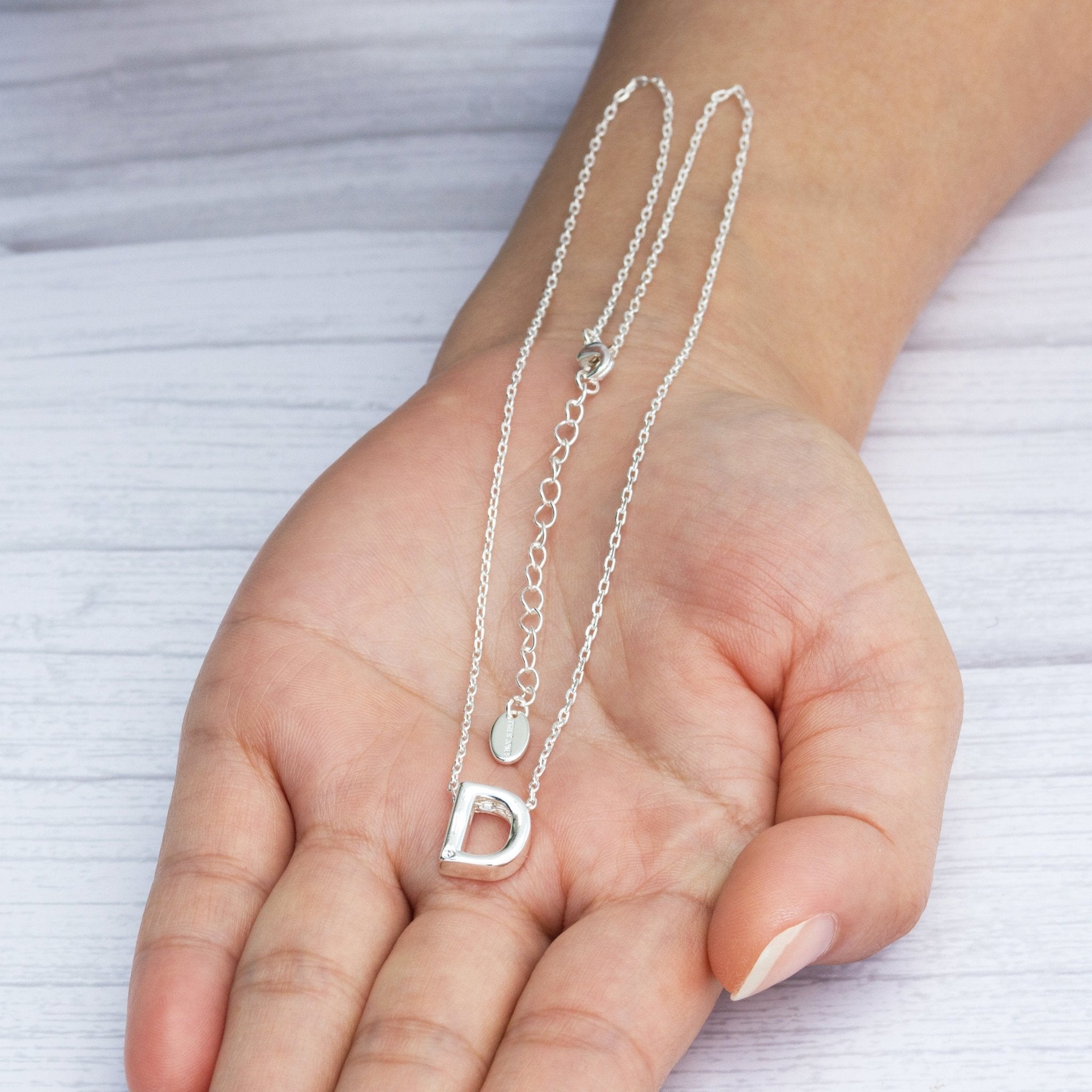 Initial Necklace Letter D Created with Zircondia® Crystals