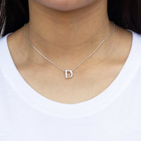 Initial Necklace Letter D Created with Zircondia® Crystals