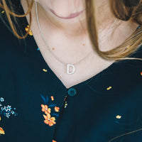 Initial Necklace Letter D Created with Zircondia® Crystals