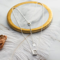 Initial Necklace Letter E Created with Zircondia® Crystals