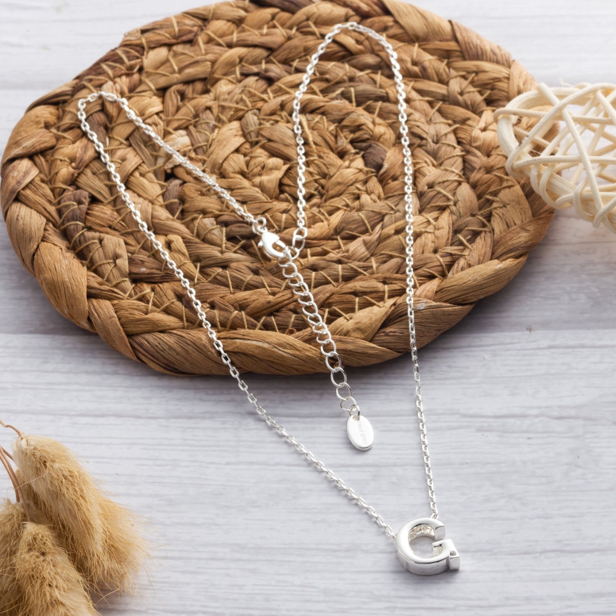 Initial Necklace Letter G Created with Zircondia® Crystals