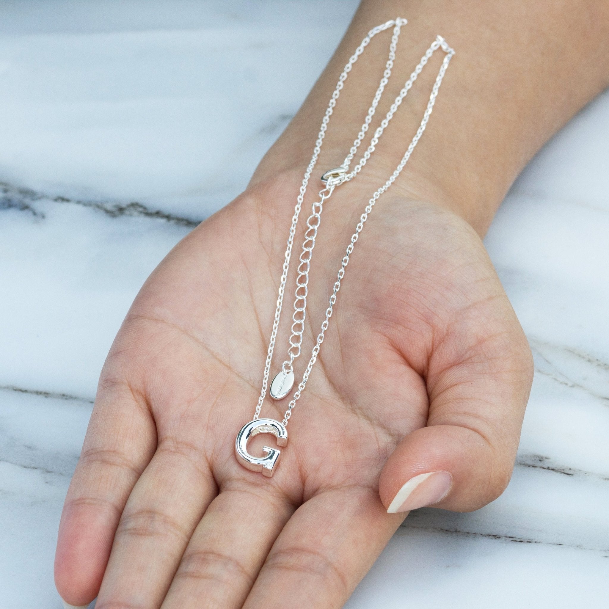 Initial Necklace Letter G Created with Zircondia® Crystals