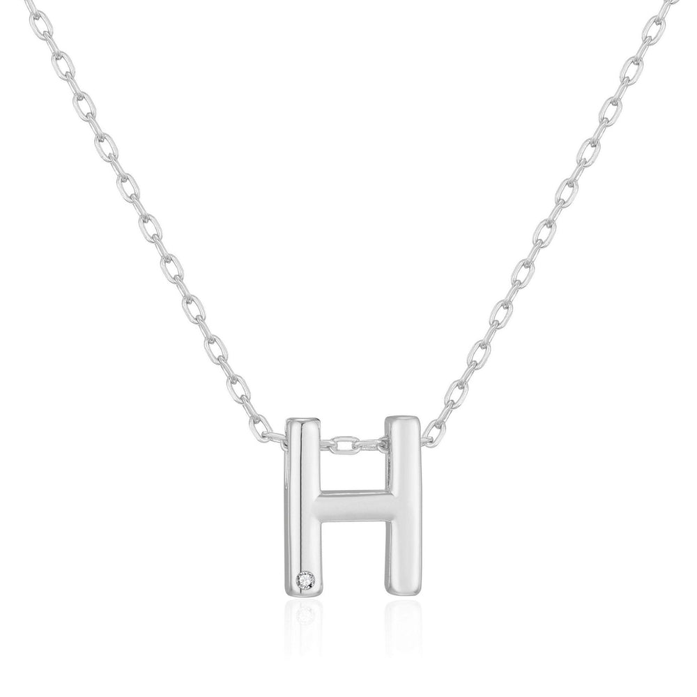 Initial Necklace Letter H Created with Zircondia® Crystals