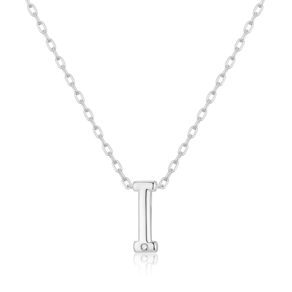 Initial Necklace Letter I Created with Zircondia® Crystals