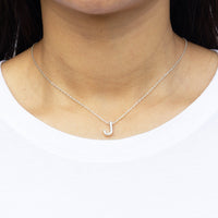 Initial Necklace Letter J Created with Zircondia® Crystals