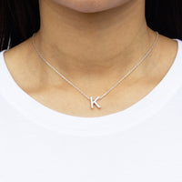 Initial Necklace Letter K Created with Zircondia® Crystals
