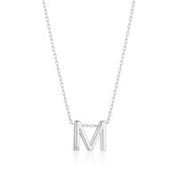 Initial Necklace Letter M Created with Zircondia® Crystals