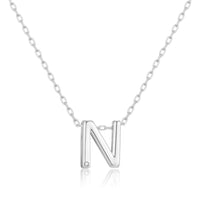Initial Necklace Letter N Created with Zircondia® Crystals